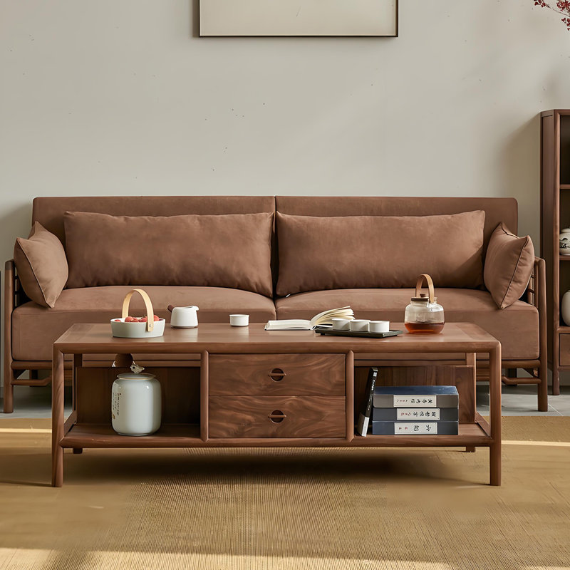 Nouvelle table basse rectangulaire en bois massif de style chinois de 55,12 po