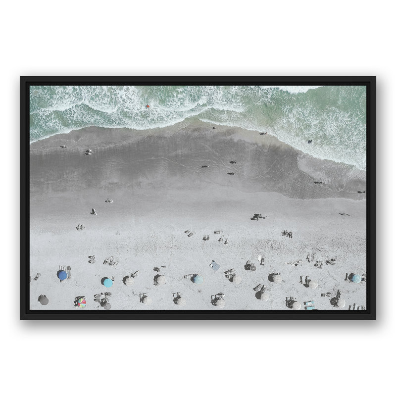 " Aerial Beach ", 25.75" H x 37.75" W, Black Framed