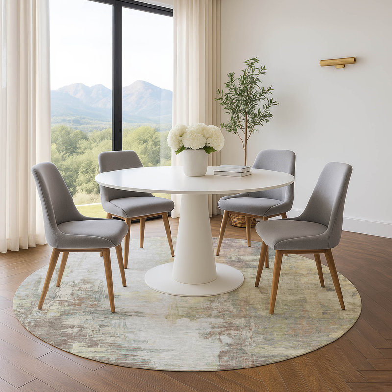 Premium Machine Washable Mouton Abstract Rug, Round 8'