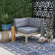 Jurgen Acacia Outdoor 30" Corner Chair with Cushions