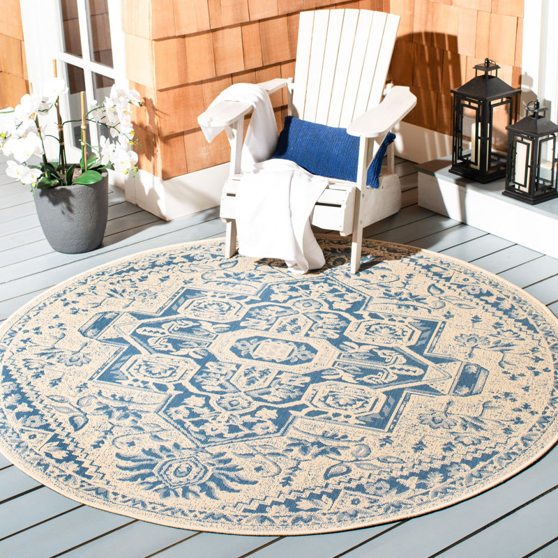 Adler Performance Oriental Indoor/Outdoor Area Rug, Round 4'
