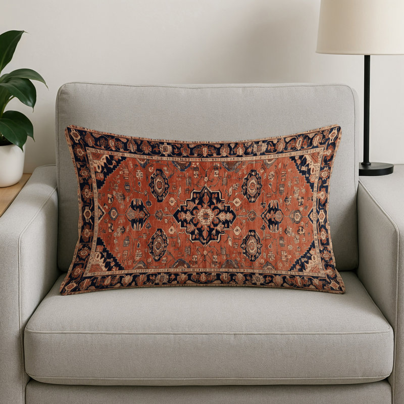 Coussin décoratif intérieur et extérieur Tabriz, Rectangle H 20 po x l 14 po, Brun oriental 221
