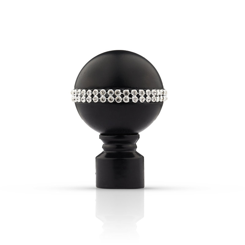 Bling Diamond Adjustable 2cm Single Curtain Pole, Matt Black, 1.6 - 3m