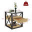 Ensemble de 2 tables de bout modernes avec tiroir - Table de chevet pour chambre à coucher et salon, panneau de fibres à densité moyenne en bois naturel et plateau en verre trempé, table d'appoint de style industriel