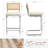 Marlow 26" Linen Counter Stool With Rattan Cane Back And Metal Frame-572498130-595419762-589575767