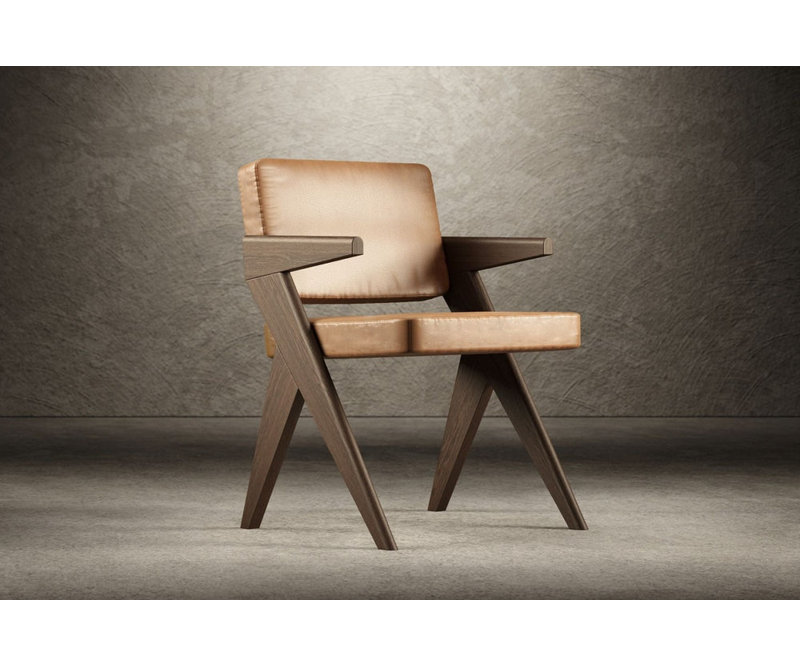 Chaise en cuir Caspar, brun