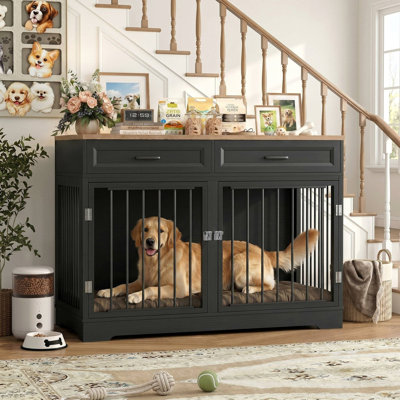 Chesterle Large Dog Crate Furniture Style With 2 Drawers And Divider
