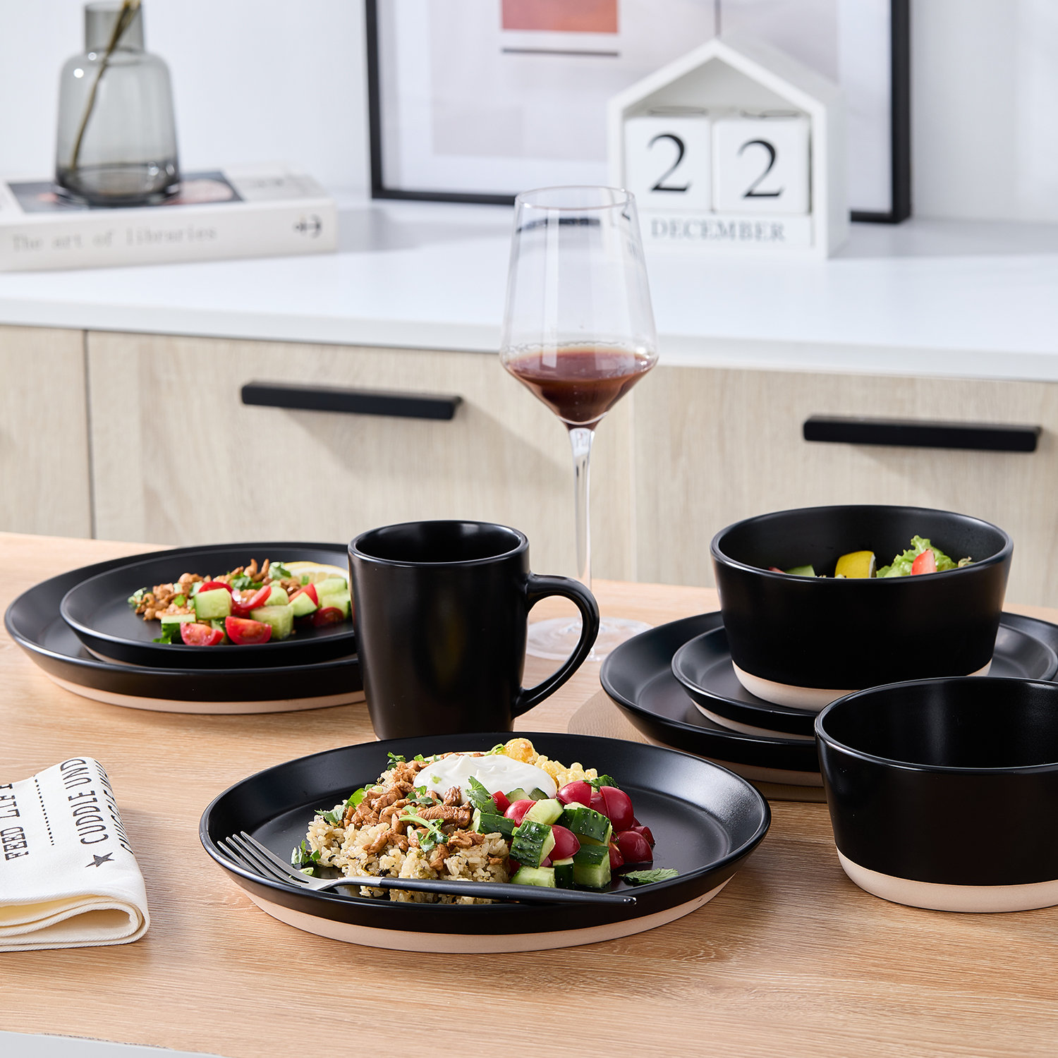 Stoneware Dinnerware Set, Black
