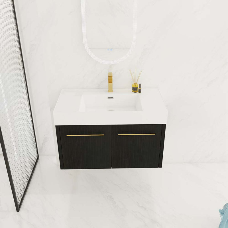 Meuble-lavabo simple 35,4 po avec plateau en résine Arvell