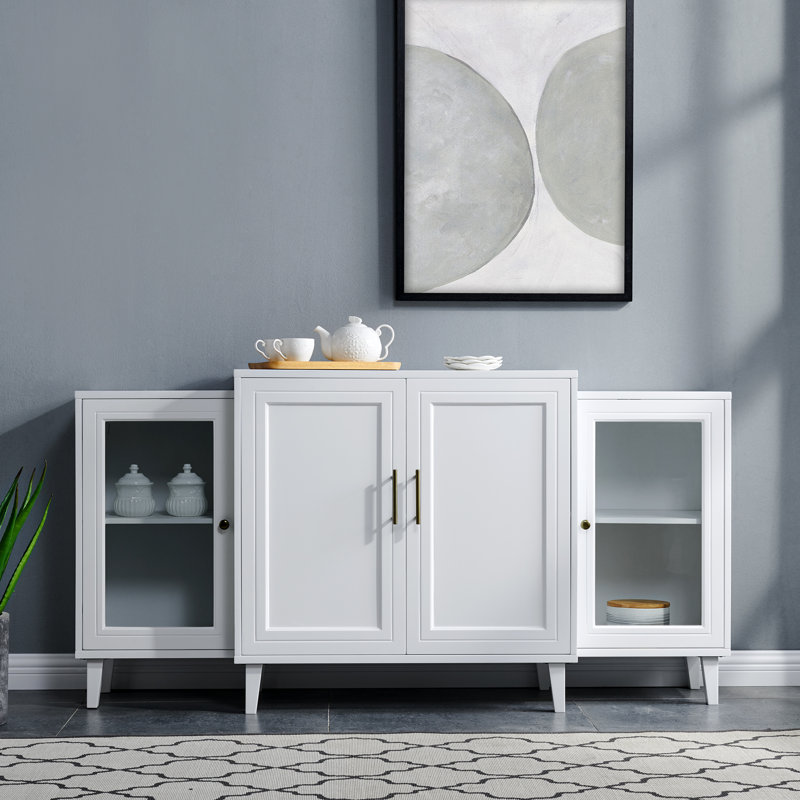 Elllise 62" Wide 4-Door Sideboard, White