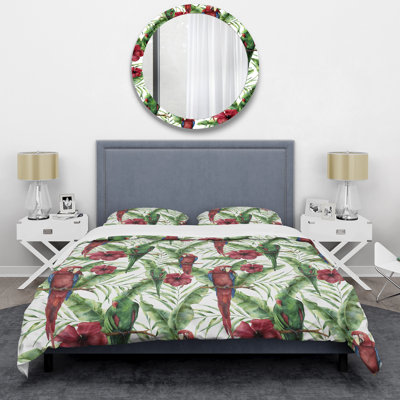 Watercolor Parrots - Ensemble de housse de couette animaux - Microfibre de polyester