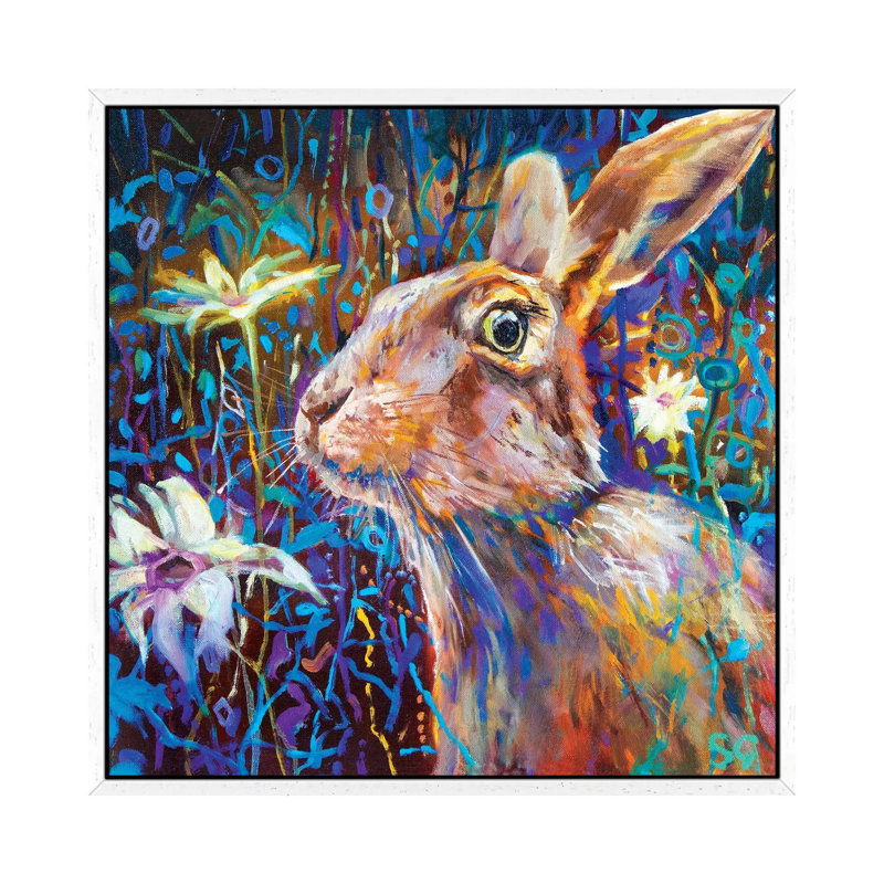 Big Daisies by Sue Gardner - Painting on Canvas, White Framed, 45.72 cm H x 45.72 cm W