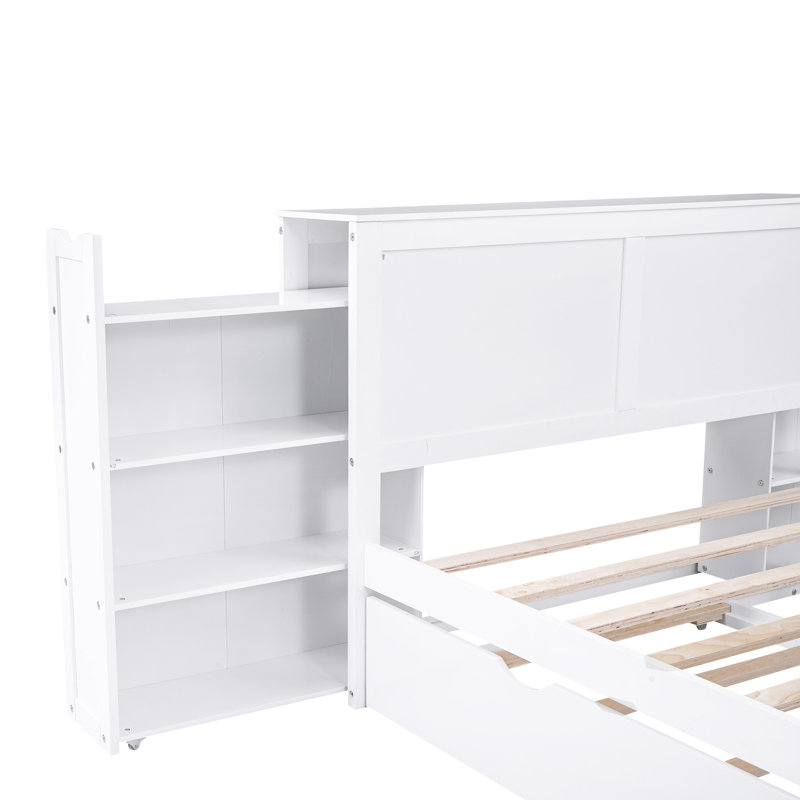Lit plateforme avec rangement et tablettes gigognes, Complet/Double