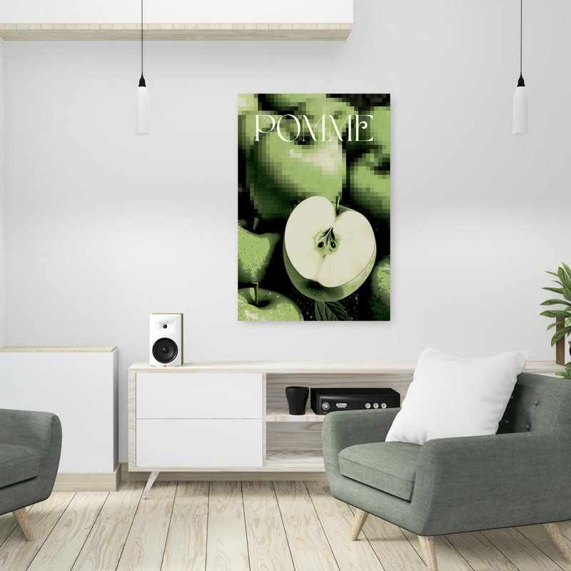 Pixel, pomme, nature morte, fruit biologique moderne, art mural, H 36 po x l 24 po