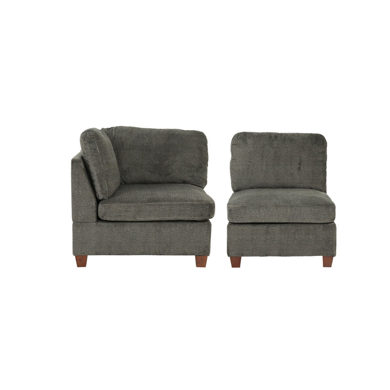 Fauteuil modulaire gris 2 pièces en tissu chenille avec siège respirant - 2 pièces, siège pour chambre