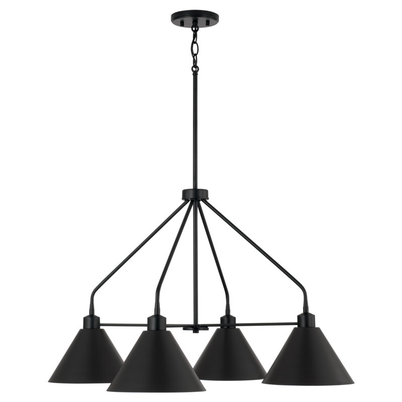 Lustre conique à 4 lumières Alden, Noir