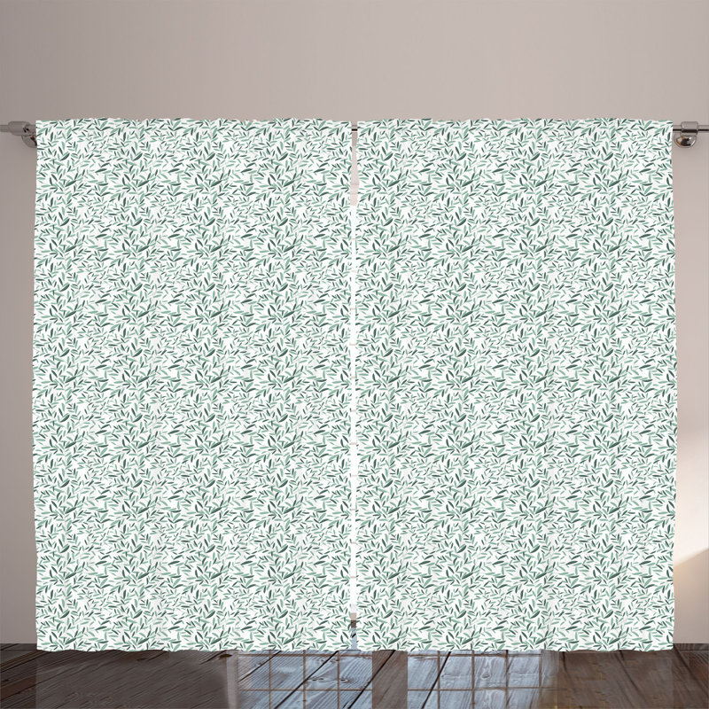 Rustic curtain, olive branches, almond green
