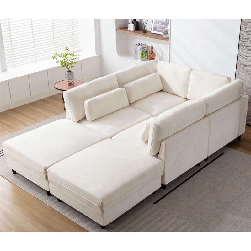 Ensemble de canapé modulaire surdimensionné en tissu surdimensionné avec coussins de taille