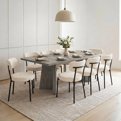 Imala Dining Table Sets: Rectangular Extendable Dining Table & Fabric Upholstered Dining Chairs