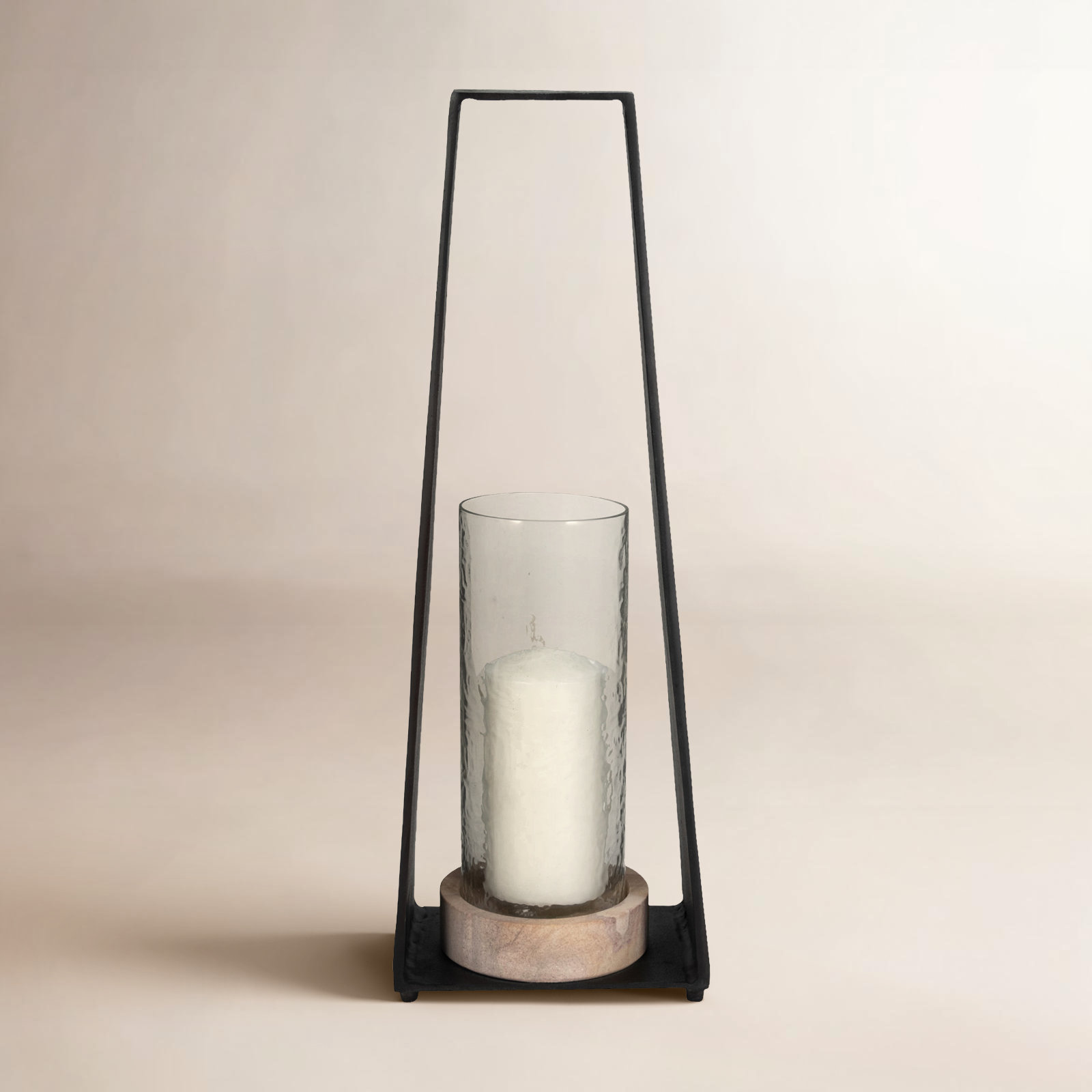Glass Hurricane Candle Holder, 21" H x 7" W x 5" D