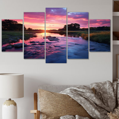 Sunset Celestial Symphony VII - Landscapes Canvas Print - 5 Panels