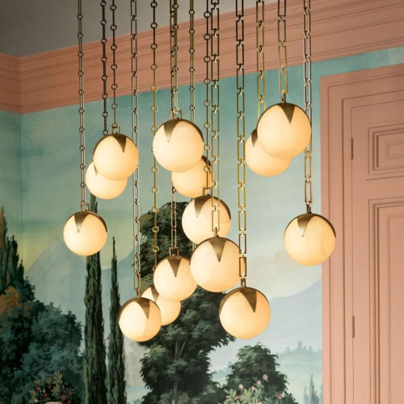CDJ Chandelier Alesa antique brass finish alabaster, 79.93" H x 13.78" W x 13.78" D, 5