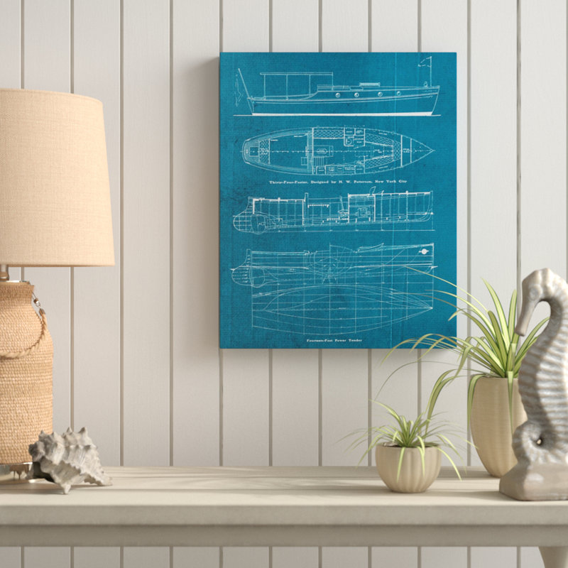 «Informationnel Boat Blueprint», reproduction d'art textuel sur toile, Toile tendue, H 20 po x l 16 po