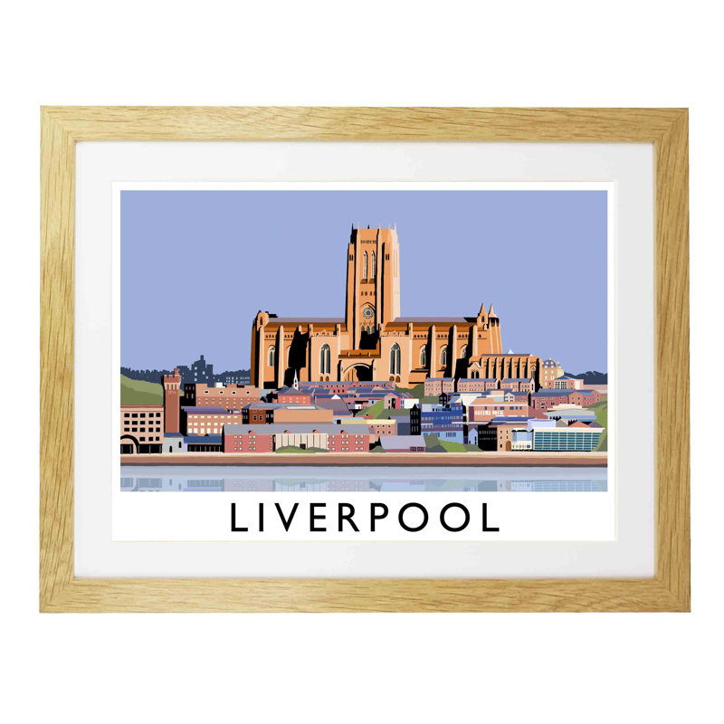 Liverpool by Richard O'Neil - Print, Oak Wood Frame, 33.5 cm H x 43.5 cm W x 2.2 cm D