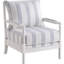 Chaise de salon à rayures blanches et bleu marine, rehausse le style intérieur de la chaise avec garniture - apparence générale