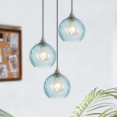 Emiliani 3-light Kitchen Island Pendant Light With Seed Glass Shade