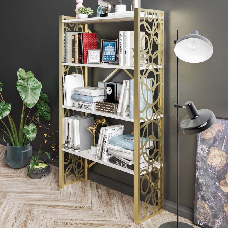 Phyllis Bookcase, Gold/White