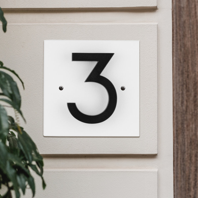 Floating Stand-Off 1-Number Horizontal Sign, White /W/ Black Mondern Font Number, Yes