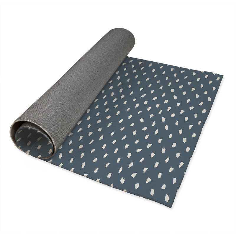 Splat Point Charcoal Kids Play Mat, Rectangle 4' x 6', Blue