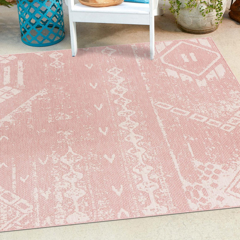 Bomer Geometric Indoor / Outdoor Rug, Square 5'3"