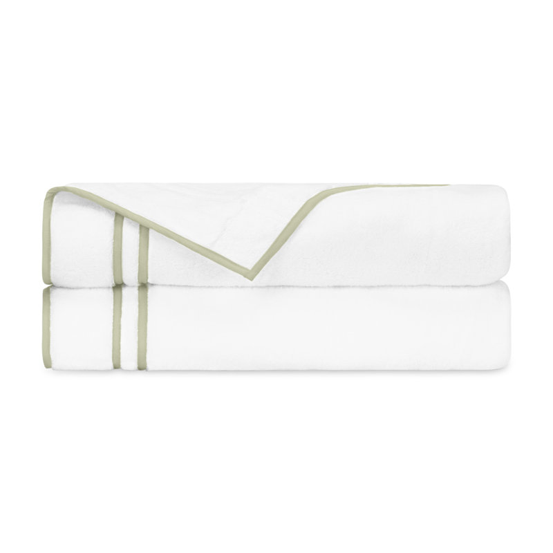 Ribbons 2-pc Bath Towel Set, White/Crystal Green