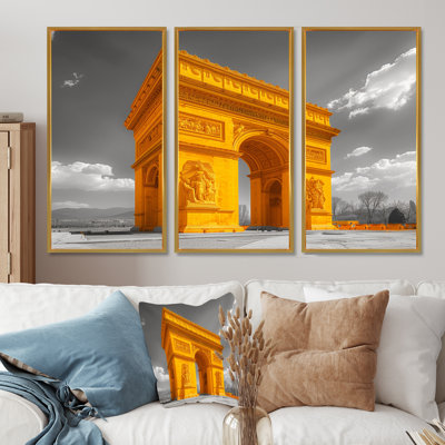 Ensemble de décorations murales en pierre jaune et gris Monument Arc De Triomphe