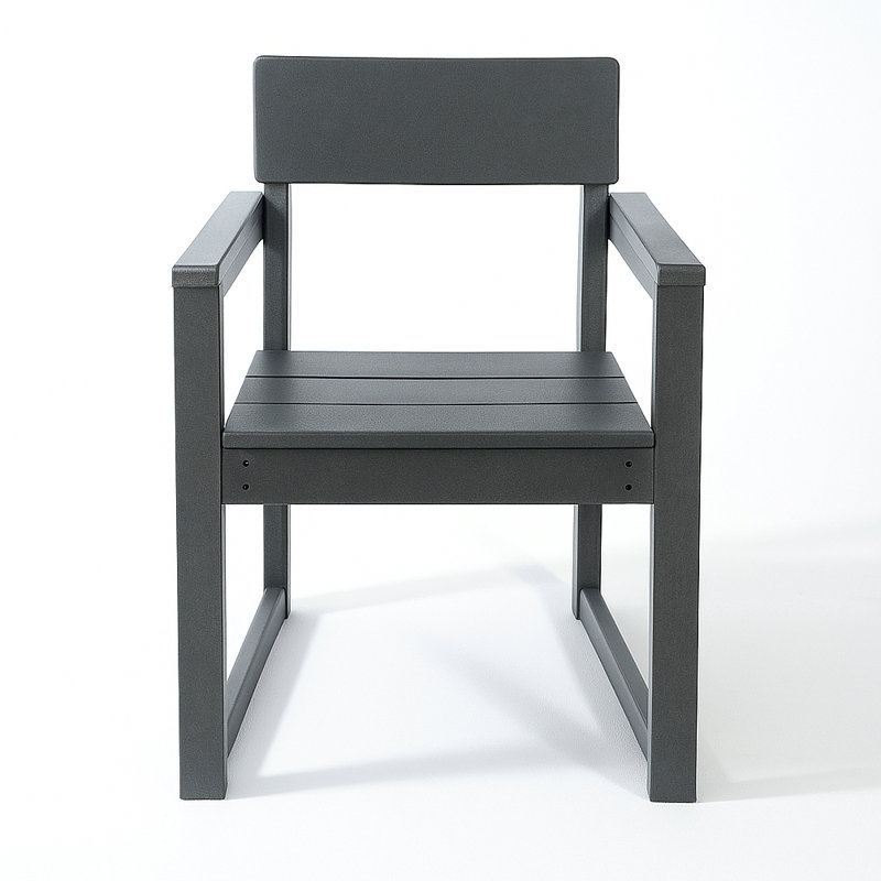 Fauteuils d'extérieur et de jardin en PEHD avec chaises au design moderniste, Gris