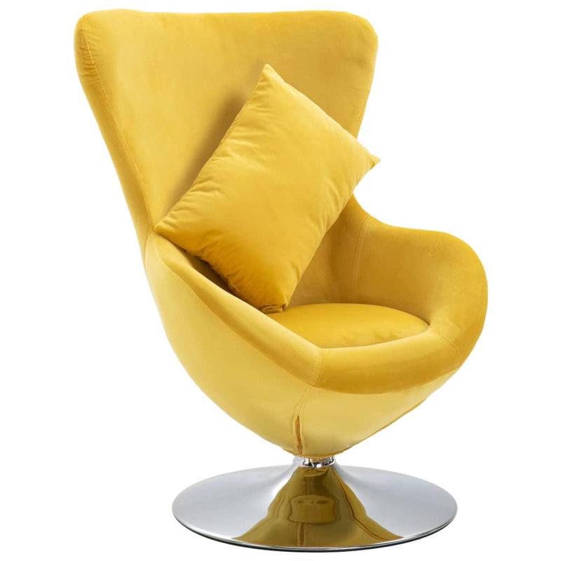 Swivel Accent Chair Armchair Upholstered Club Chair with Egg Shape, Yellow Velvet