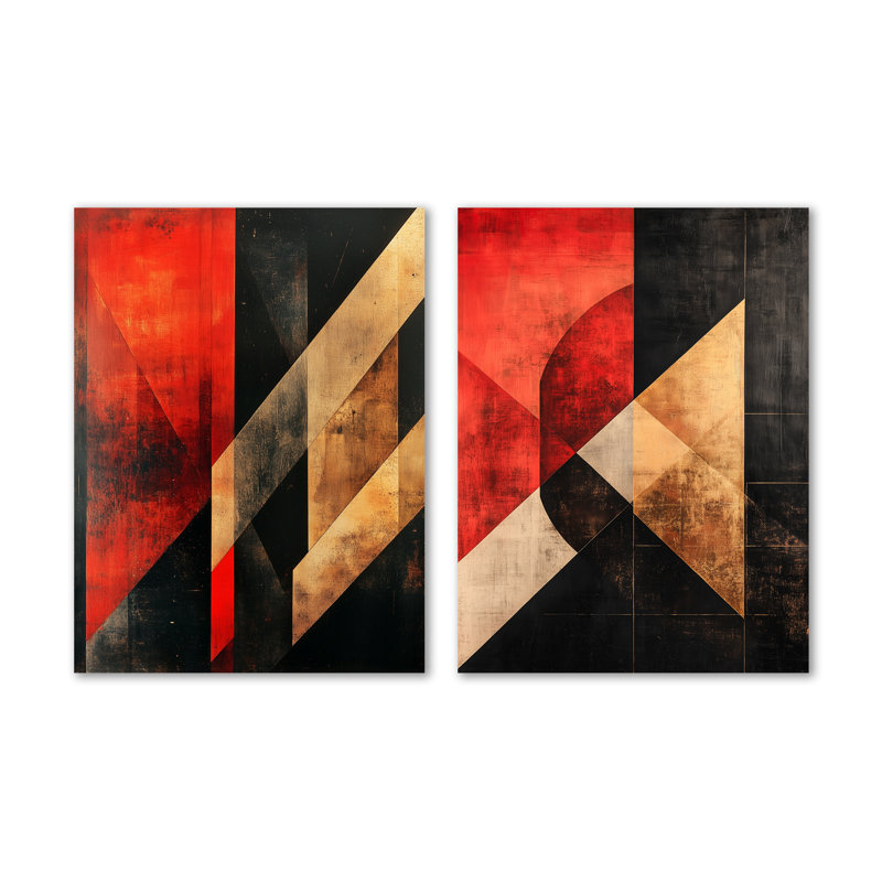Angles de l'avant-garde I - Constructivisme - Ensemble de 2 estampes encadrées, 32" H x 48" W, Wrapped Canvas