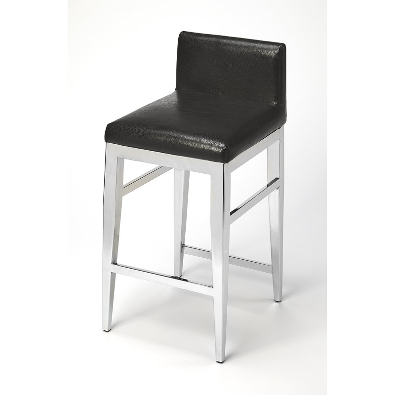 Kelsey Stainless Steel Faux Leather 25"Counter Stool