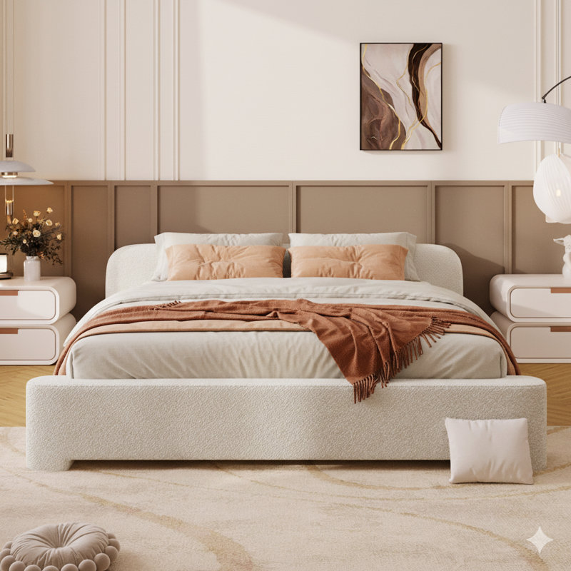 Lit double rembourré Cozy White