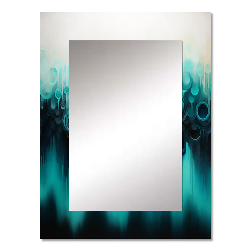 Blue and black Ripple abstract medley I - Abstract Mirror, Blue Decorative Wall Mirror, Printed Metal Art, 32" x 24"