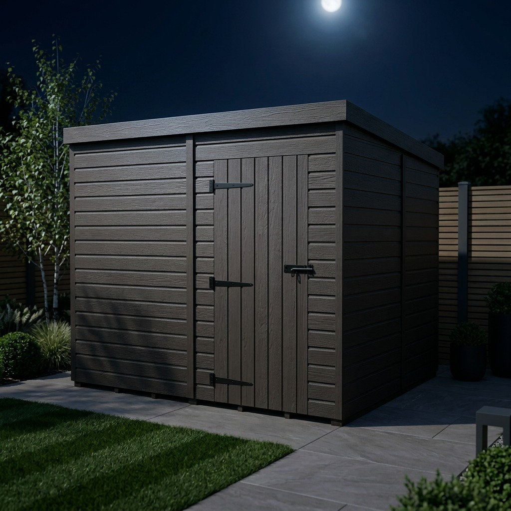Total Sheds 8ft x 8ft Composite Pent Garden Shed - Single Door - No Windows - EPDM Rubber Roof - UK Manufactured