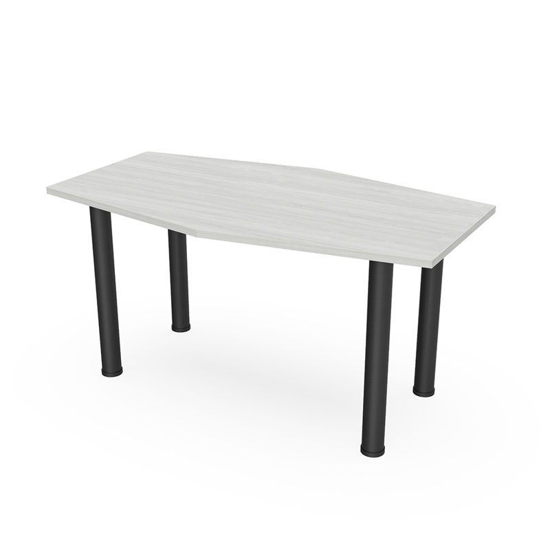 Table hexagonale avec pieds Nyemia, L 72 po x l 36 po, Cyprès blanc, Noir mat