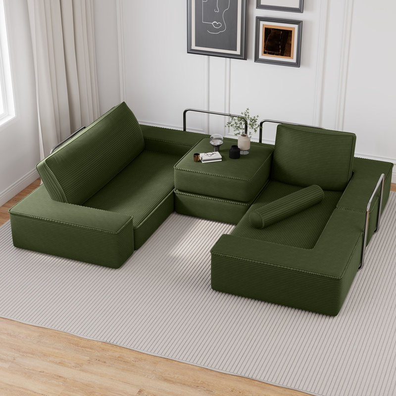 Canapé modulaire convertible l 103,5 po, Vert