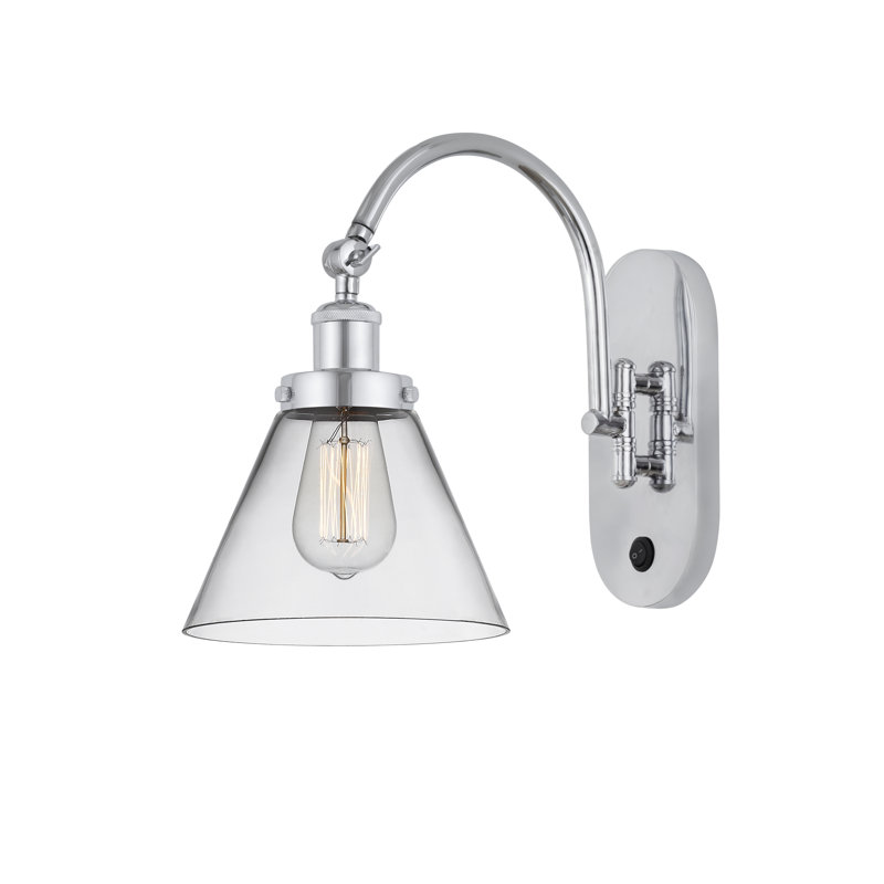 Shauna Armed Sconce, LED, Clear, Polished Chrome