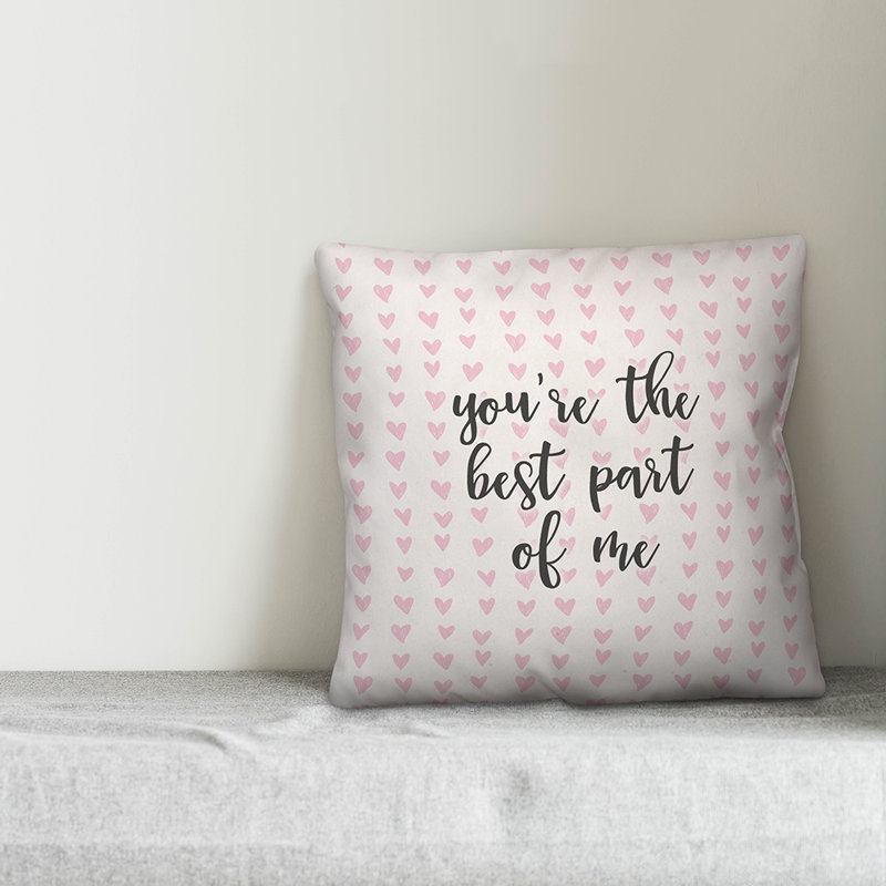  You're The Best Part of Me in Hearts Pattern Throw Pillow, Pillow Cover
