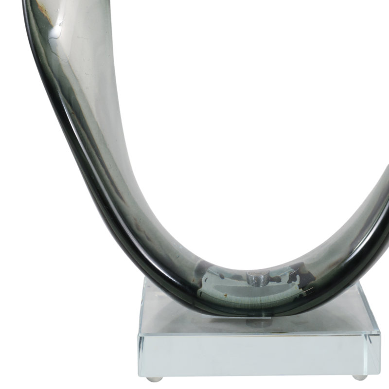 Sculpture Bixler Static Twist avec base en cristal - Décoration intérieure moderne et objets décoratifs - Décorations idéales pour le salon, les figurines et les statues - 16 po, gris