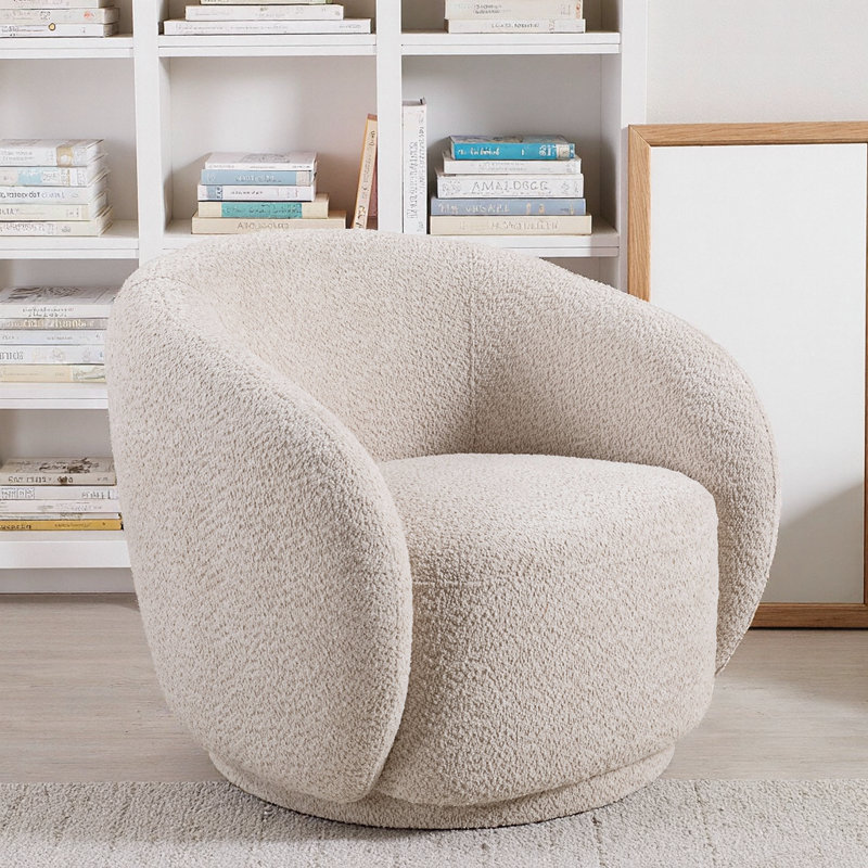 Fauteuil d'appoint pivotant Elegant Boucle, Beige