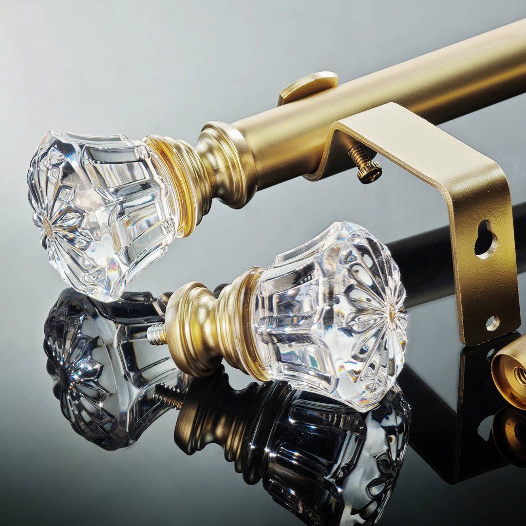 7/8  Inch Single Window Curtain Rod With Finials Set, Adjustable Length. House of Hampton® 